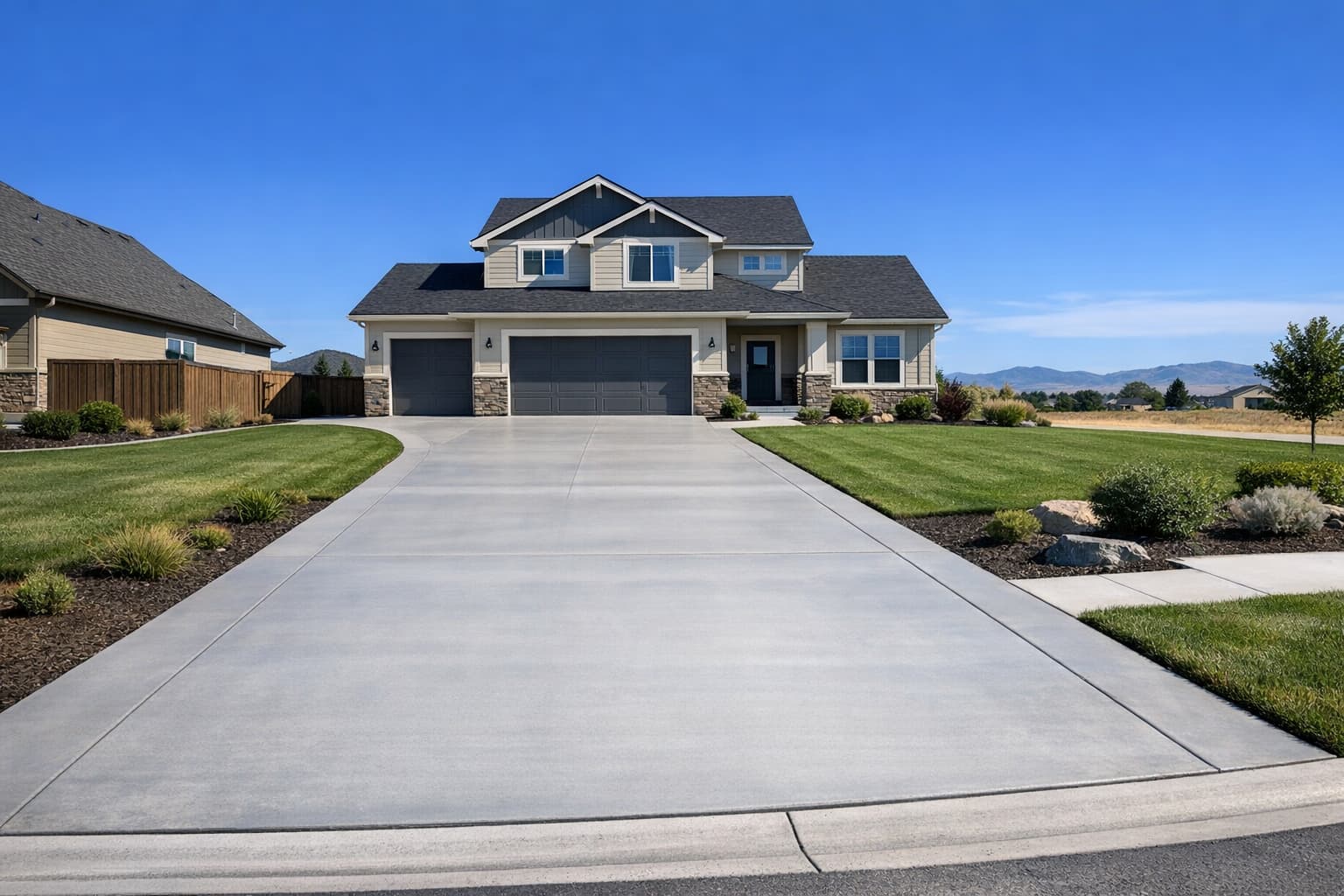 Broom-finished concrete surface with clean edges and control joints