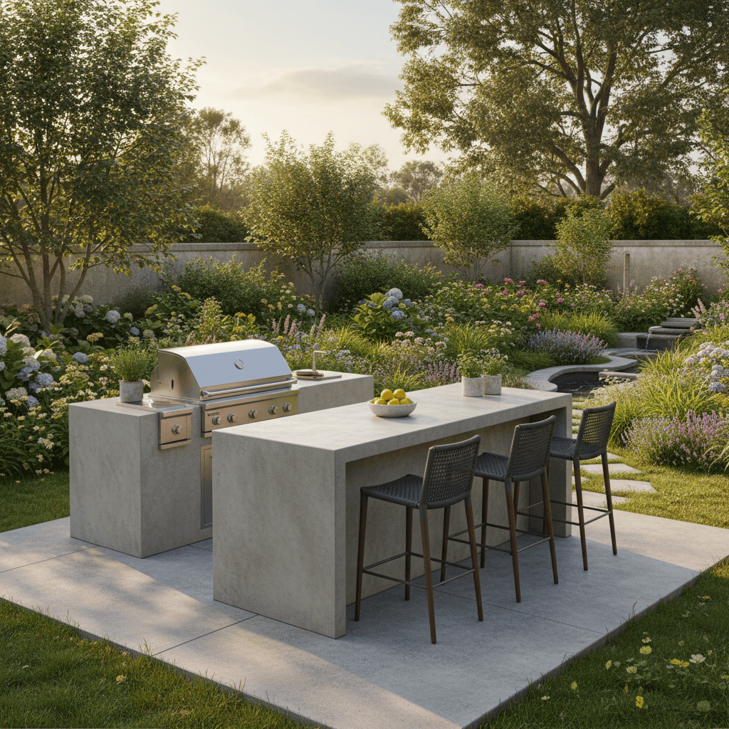 Patio with built-in grill island