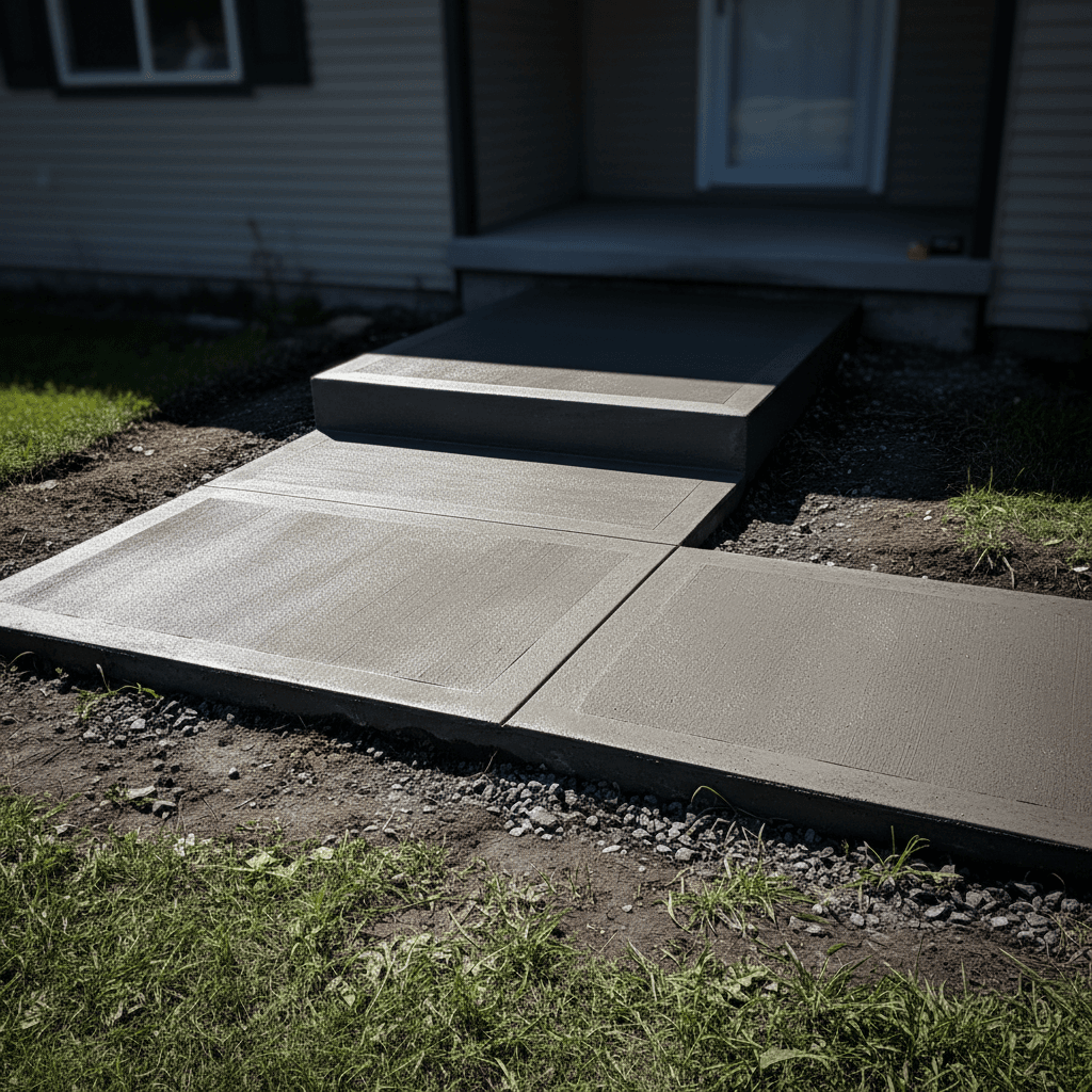 New front porch and walkway in Blackfoot with contrasting textures and tones
