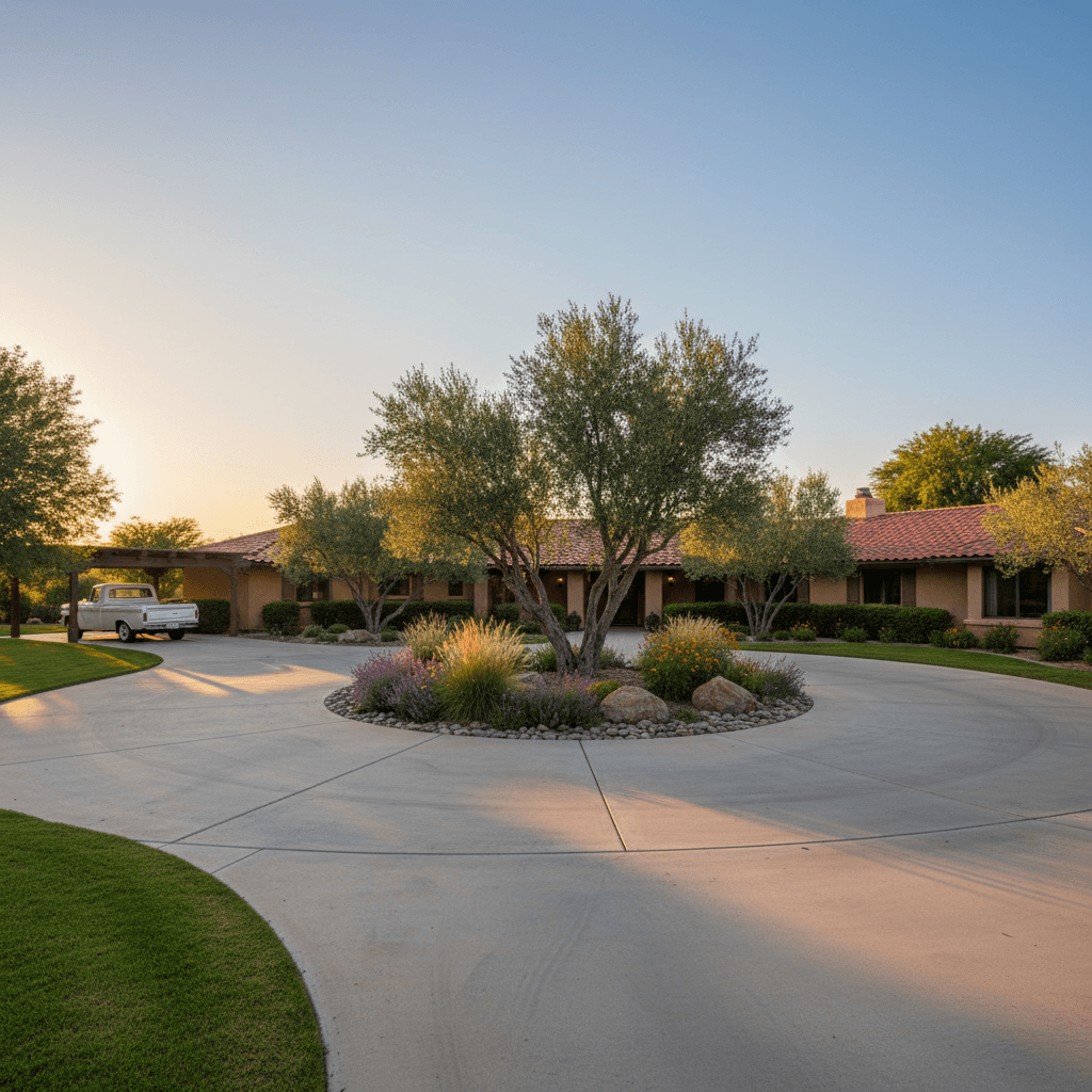 Circular driveway with center landscape island