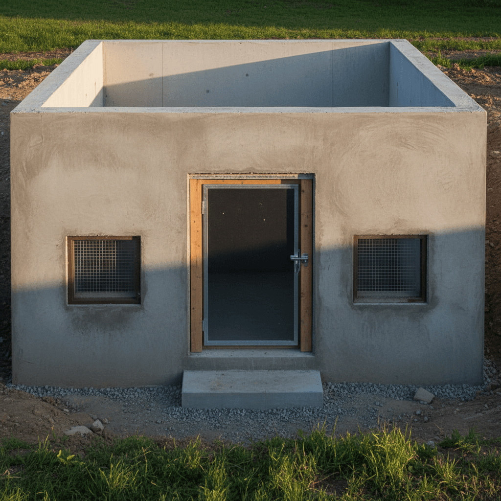 Finished crawl space foundation with vents and access hatch