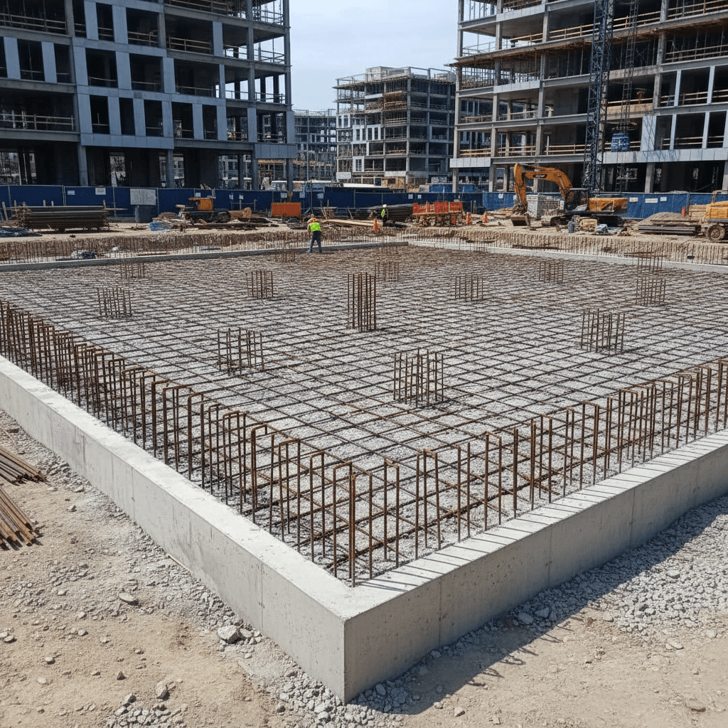 Commercial concrete foundation for a new office building in Idaho Falls