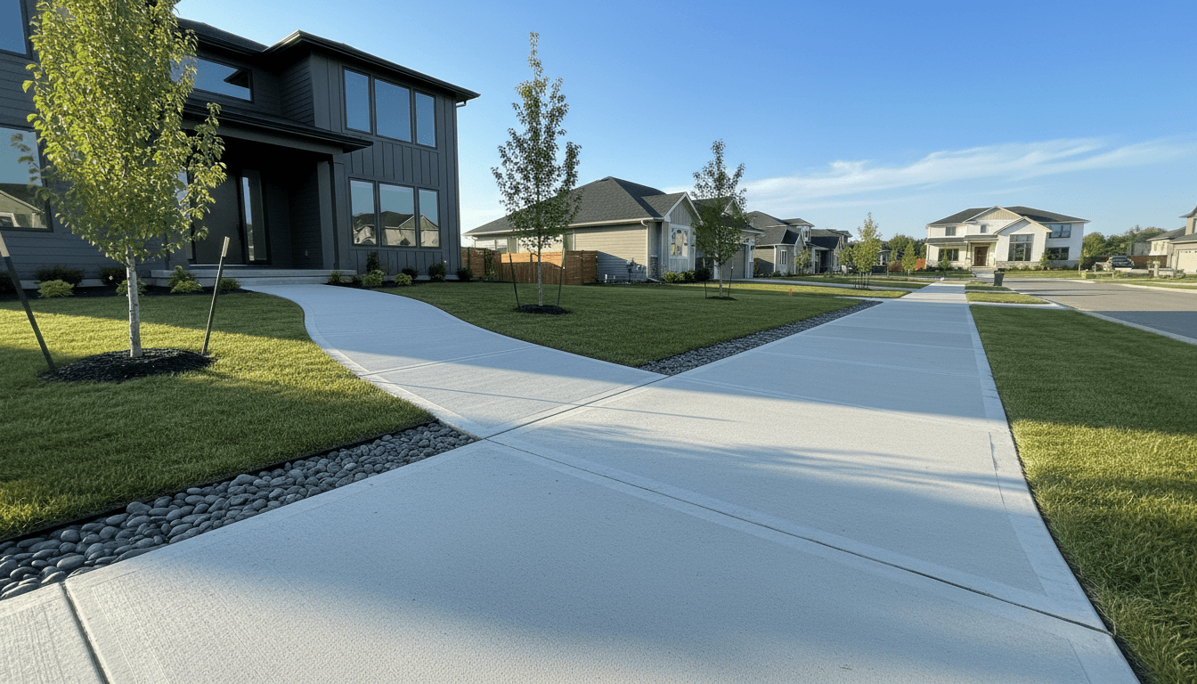 Completed concrete walkway in Idaho Falls neighborhood