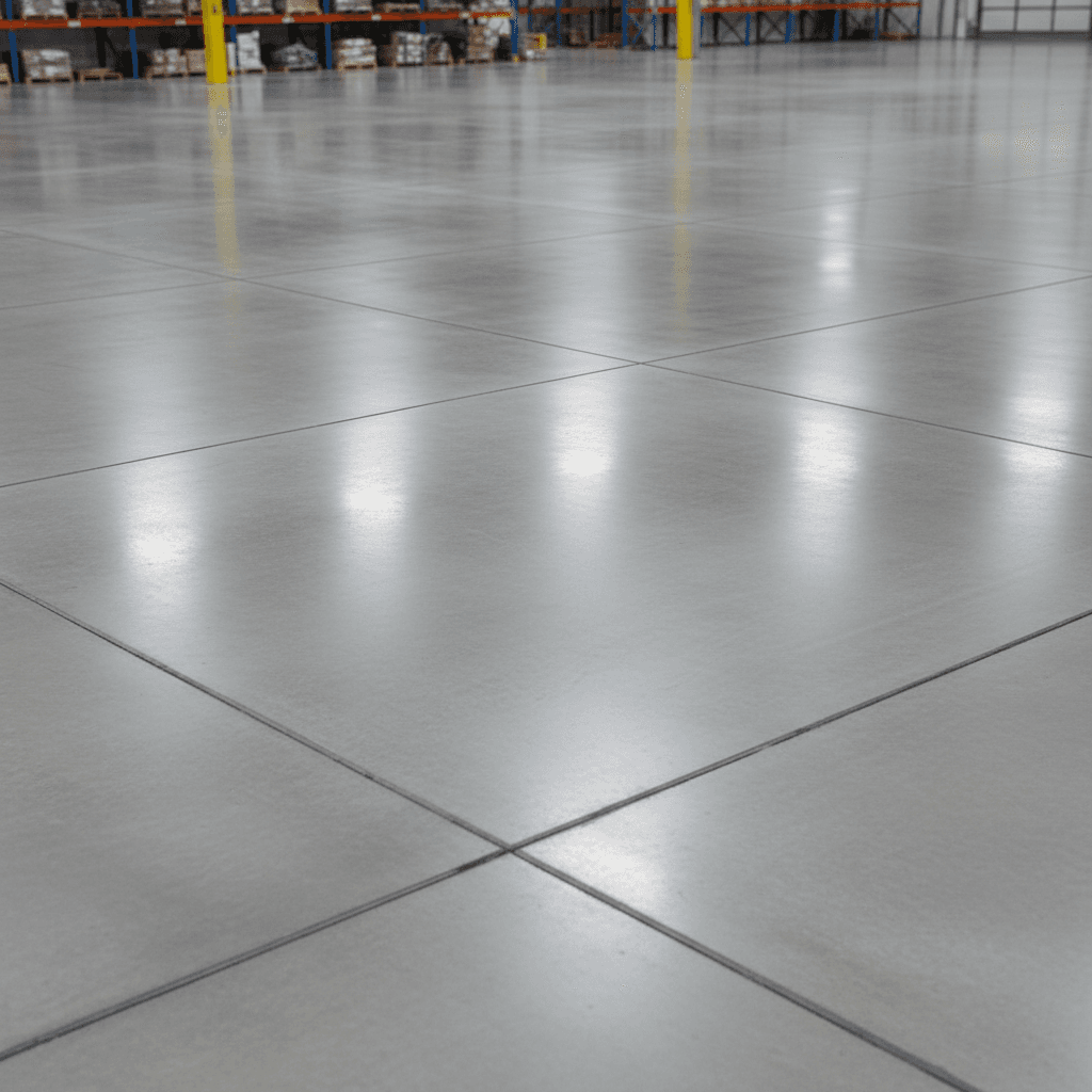 Industrial facility concrete floor slab with precision finishing