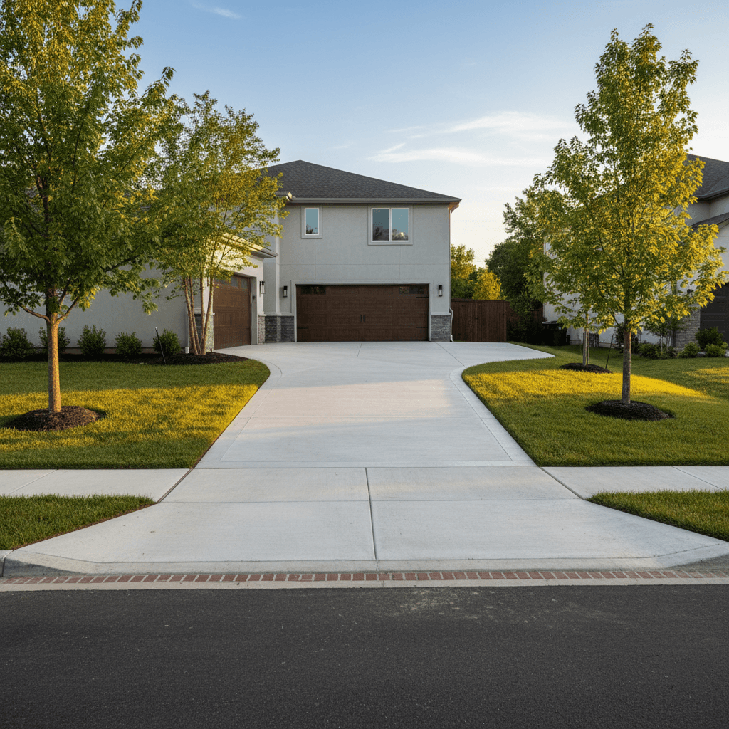 Finished concrete driveway