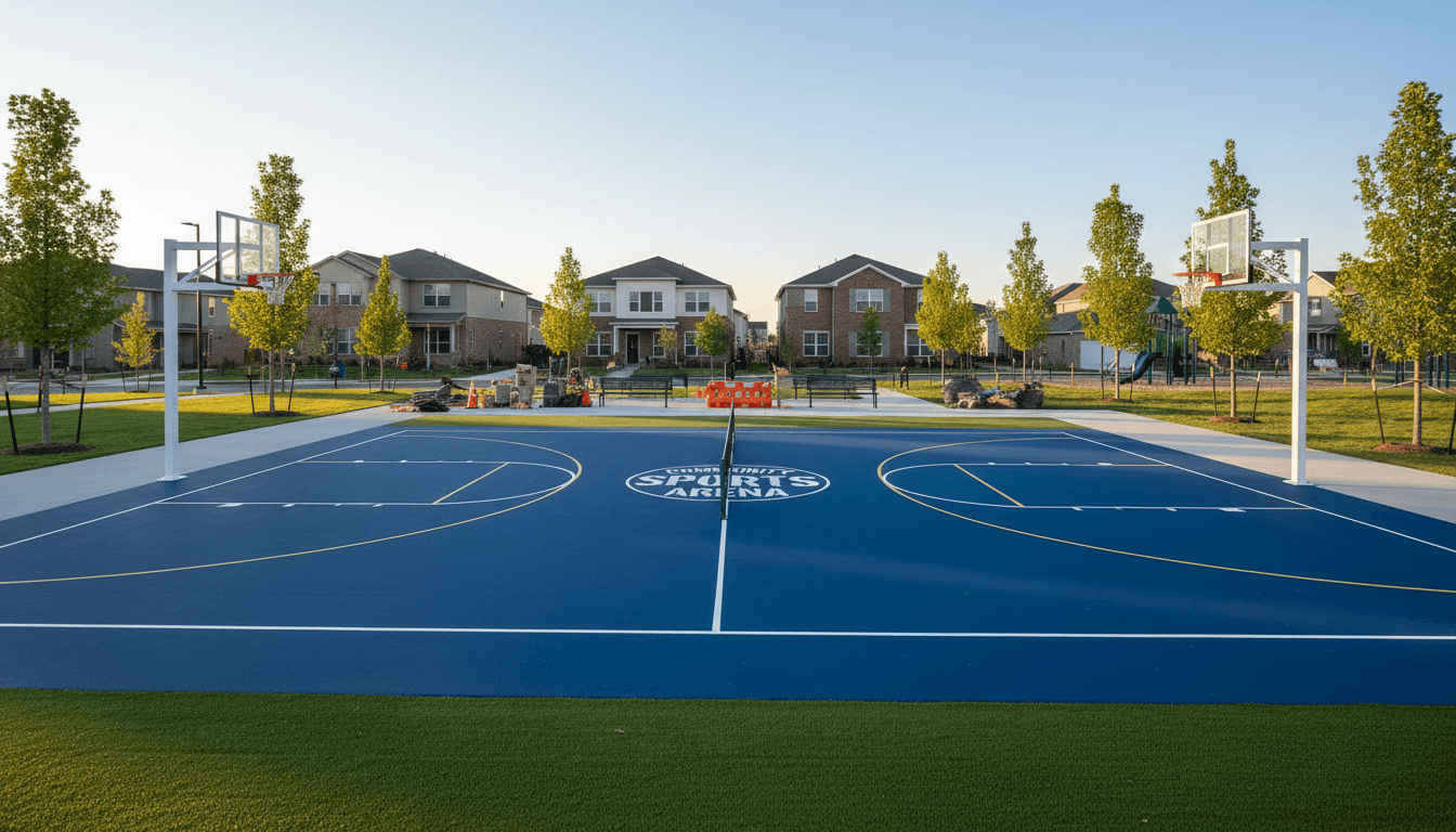 Completed outdoor sports court in Idaho Falls area