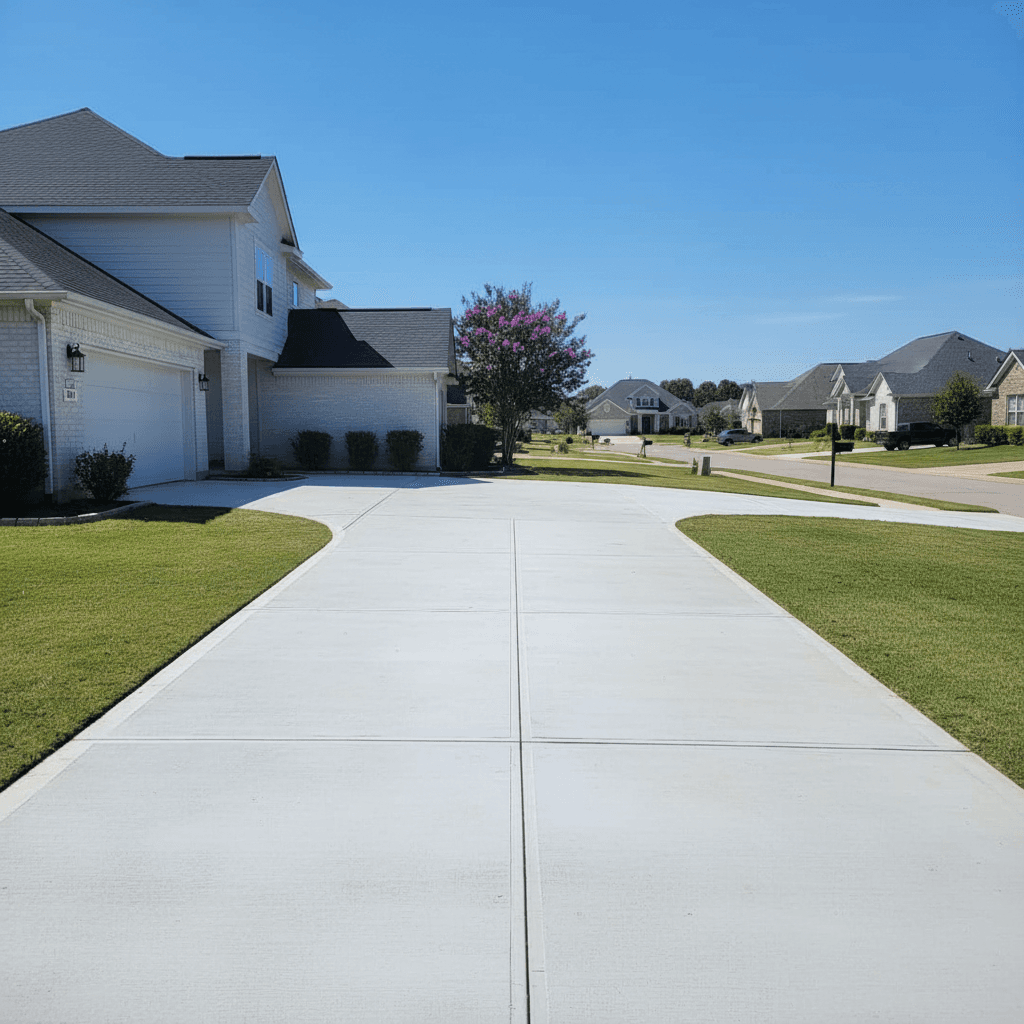 Completed residential concrete driveway