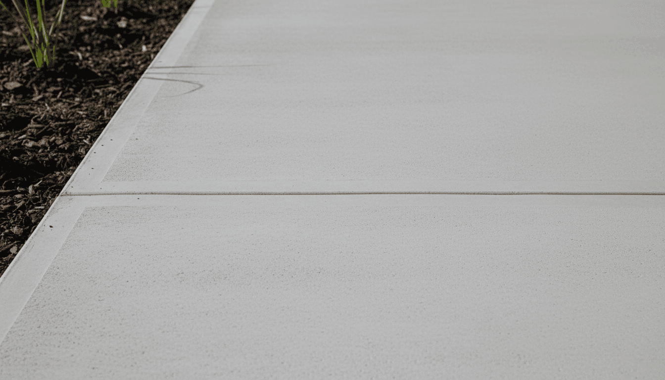 Detailed view of finished concrete patio demonstrating quality concrete installation