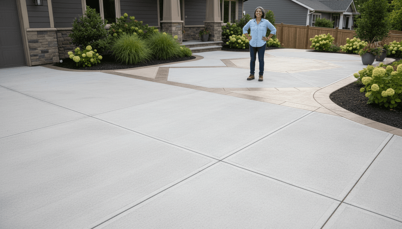 Completed concrete driveway
