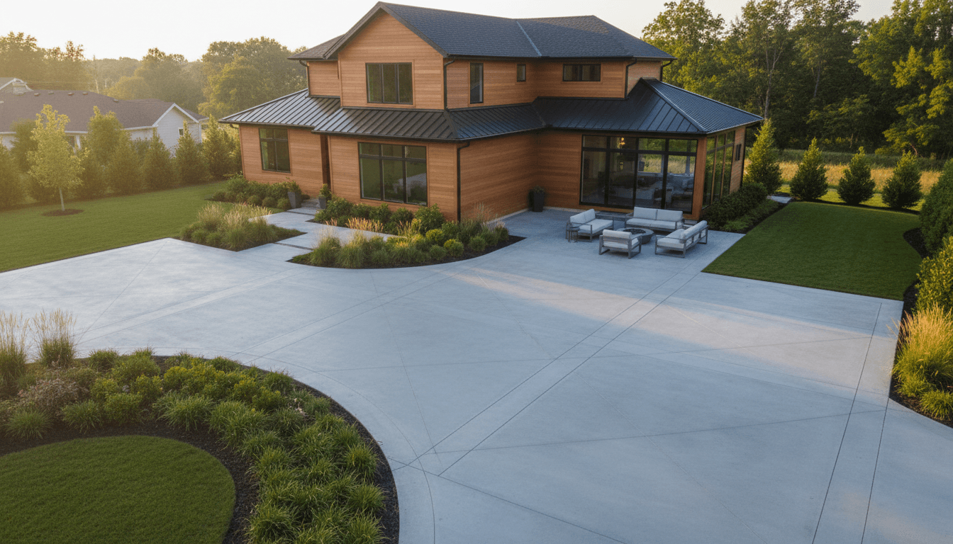 Completed concrete driveway project